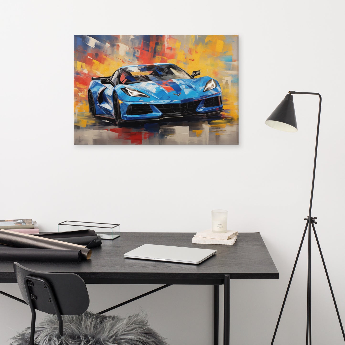 Oil Painting Rapid Blue Le Mans Race (Canvas)