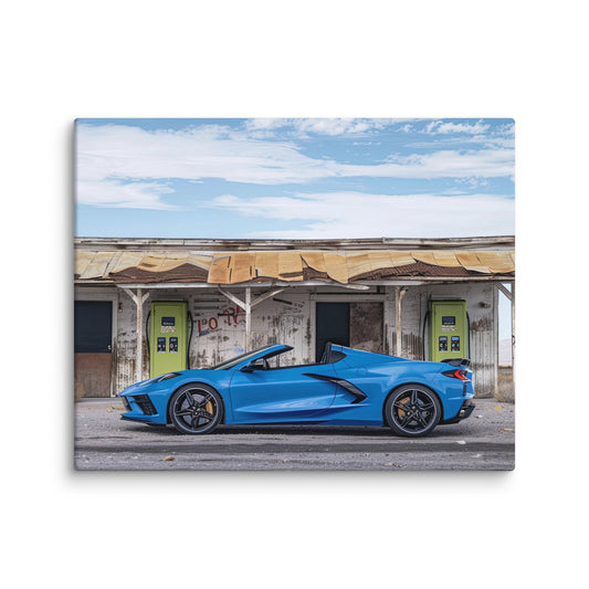 Desert Oasis: Rapid Blue 2023 C8 Corvette Convertible (Canvas)