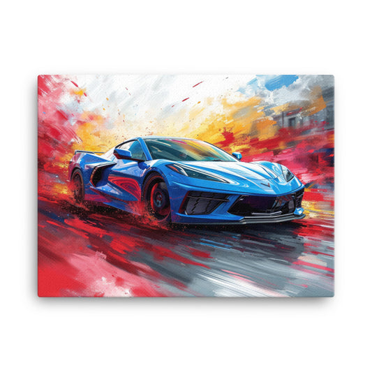 Abstract Color Splash Rapid Blue (Canvas)